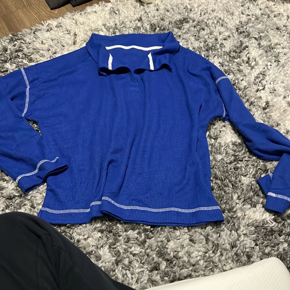 Blue waffle long sleeve shirt
